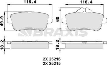 Braxis AA0332 - Тормозные колодки, дисковые, комплект autospares.lv