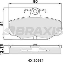 Braxis AA0325 - Тормозные колодки, дисковые, комплект autospares.lv