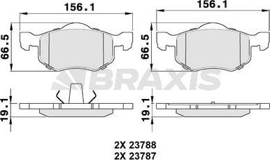 Braxis AA0327 - Тормозные колодки, дисковые, комплект autospares.lv