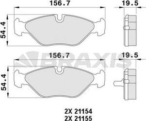 Braxis AA0375 - Тормозные колодки, дисковые, комплект autospares.lv