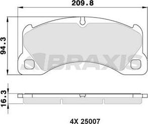 Braxis AA0371 - Тормозные колодки, дисковые, комплект autospares.lv