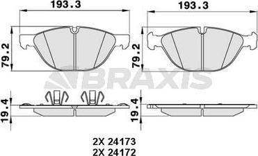 Braxis AA0290 - Тормозные колодки, дисковые, комплект autospares.lv