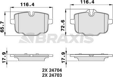 Braxis AA0298 - Тормозные колодки, дисковые, комплект autospares.lv