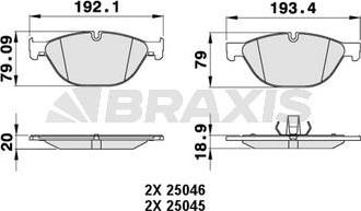 Braxis AA0240 - Тормозные колодки, дисковые, комплект autospares.lv