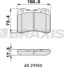 Braxis AA0250 - Тормозные колодки, дисковые, комплект autospares.lv