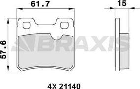 Braxis AA0267 - Тормозные колодки, дисковые, комплект autospares.lv