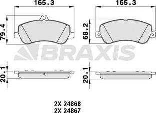 Braxis AA0209 - Тормозные колодки, дисковые, комплект autospares.lv