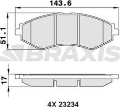 Braxis AA0285 - Тормозные колодки, дисковые, комплект autospares.lv