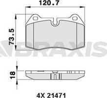 Braxis AA0281 - Тормозные колодки, дисковые, комплект autospares.lv