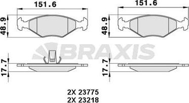 Braxis AA0287 - Тормозные колодки, дисковые, комплект autospares.lv