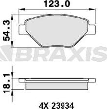 Braxis AA0236 - Тормозные колодки, дисковые, комплект autospares.lv