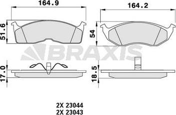 Braxis AA0225 - Тормозные колодки, дисковые, комплект autospares.lv