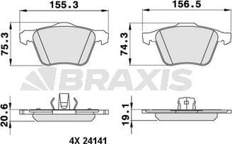 Braxis AA0220 - Тормозные колодки, дисковые, комплект autospares.lv