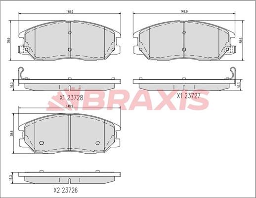 Braxis AA0747 - Тормозные колодки, дисковые, комплект autospares.lv