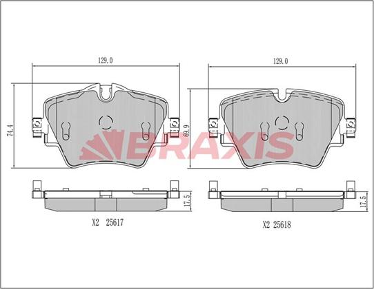 Braxis AA0754 - Тормозные колодки, дисковые, комплект autospares.lv