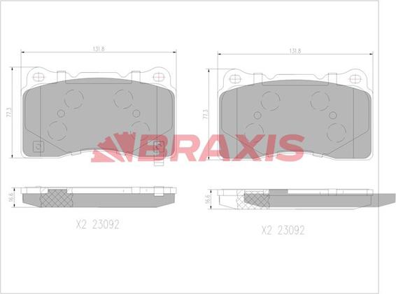 Braxis AA0762 - Тормозные колодки, дисковые, комплект autospares.lv