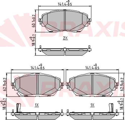 Braxis AA0706 - Тормозные колодки, дисковые, комплект autospares.lv