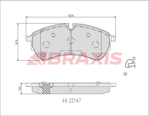 Braxis AA0719 - Тормозные колодки, дисковые, комплект autospares.lv