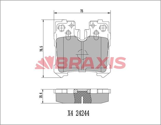 Braxis AA0784 - Тормозные колодки, дисковые, комплект autospares.lv