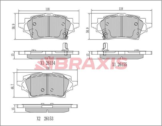 Braxis AA0786 - Тормозные колодки, дисковые, комплект autospares.lv