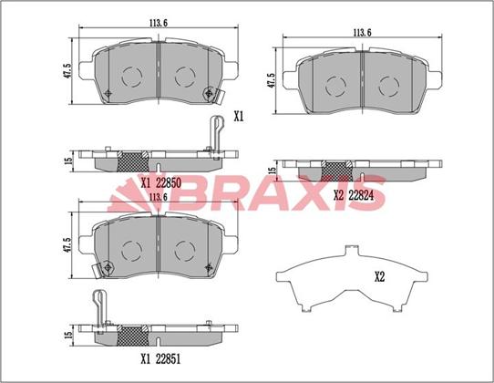 Braxis AA0780 - Тормозные колодки, дисковые, комплект autospares.lv