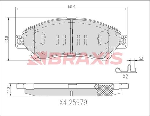 Braxis AA0735 - Тормозные колодки, дисковые, комплект autospares.lv