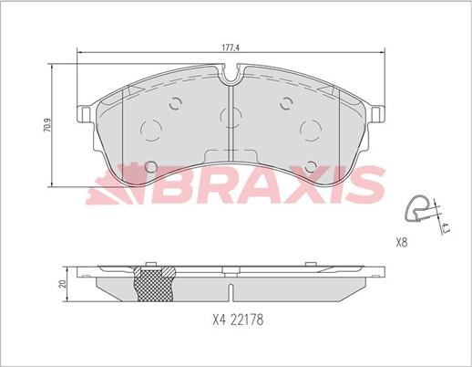 Braxis AA0720 - Тормозные колодки, дисковые, комплект autospares.lv