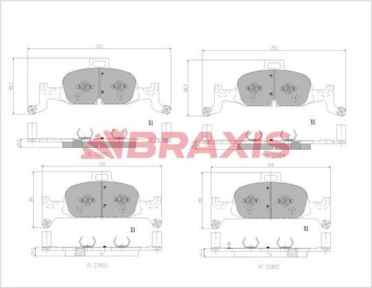 Braxis AA0773 - Тормозные колодки, дисковые, комплект autospares.lv