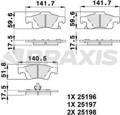 Braxis AB0490 - Тормозные колодки, дисковые, комплект autospares.lv