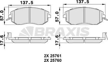 Braxis AB0491 - Тормозные колодки, дисковые, комплект autospares.lv