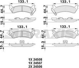 Braxis AB0497 - Тормозные колодки, дисковые, комплект autospares.lv