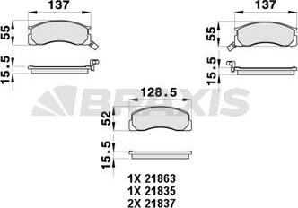 Braxis AB0444 - Тормозные колодки, дисковые, комплект autospares.lv