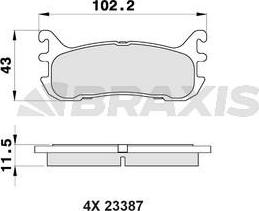 Braxis AB0452 - Тормозные колодки, дисковые, комплект autospares.lv