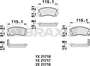 Braxis AB0457 - Тормозные колодки, дисковые, комплект autospares.lv