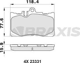 Braxis AB0468 - Тормозные колодки, дисковые, комплект autospares.lv