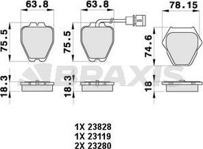 Braxis AB0462 - Тормозные колодки, дисковые, комплект autospares.lv