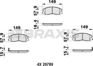 Braxis AB0404 - Тормозные колодки, дисковые, комплект autospares.lv