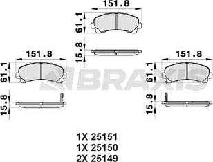 Braxis AB0400 - Тормозные колодки, дисковые, комплект autospares.lv