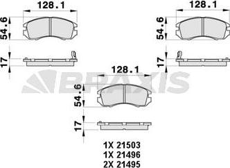 Braxis AB0402 - Тормозные колодки, дисковые, комплект autospares.lv