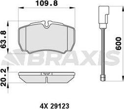 Braxis AB0411 - Тормозные колодки, дисковые, комплект autospares.lv