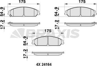 Braxis AB0413 - Тормозные колодки, дисковые, комплект autospares.lv