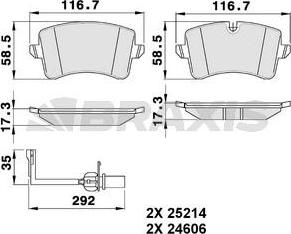 Braxis AB0484 - Тормозные колодки, дисковые, комплект autospares.lv