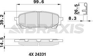 Braxis AB0483 - Тормозные колодки, дисковые, комплект autospares.lv