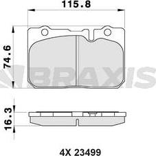 Braxis AB0487 - Тормозные колодки, дисковые, комплект autospares.lv