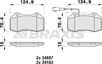 Braxis AB0435 - Тормозные колодки, дисковые, комплект autospares.lv