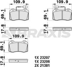 Braxis AB0428 - Тормозные колодки, дисковые, комплект autospares.lv