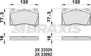 Braxis AB0422 - Тормозные колодки, дисковые, комплект autospares.lv