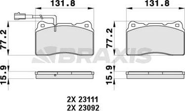 Braxis AB0427 - Тормозные колодки, дисковые, комплект autospares.lv