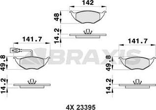Braxis AB0474 - Тормозные колодки, дисковые, комплект autospares.lv
