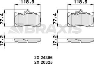 Braxis AB0476 - Тормозные колодки, дисковые, комплект autospares.lv
